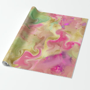 Regalo Papel de envolvimiento de impresión rosa, dorado, 