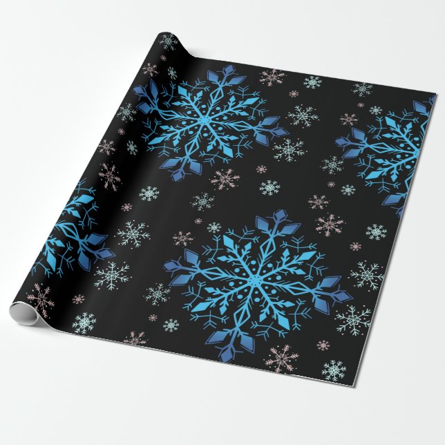 Regalo Papel de envolvimiento de invierno con copo de nie (Desenrollado)