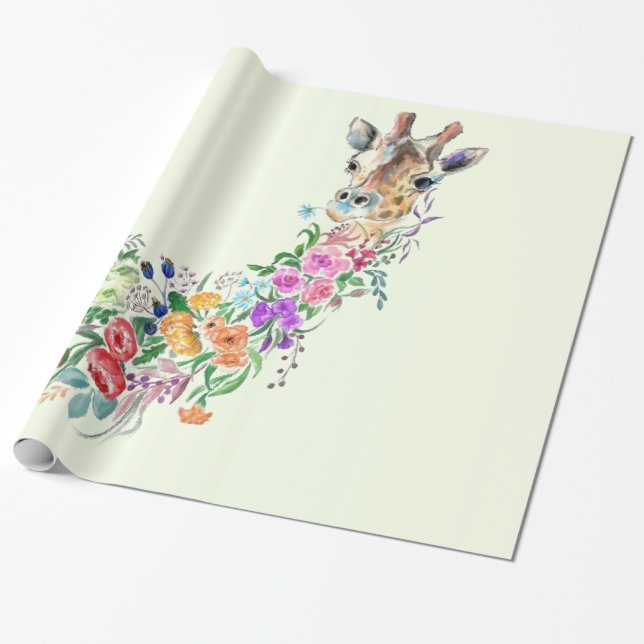 Regalo Papel de envolvimiento de jirafa floral (Desenrollado)