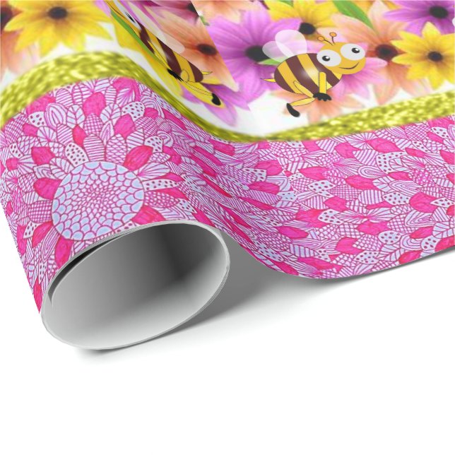 Regalo Papel de envolvimiento de la madre Bumblebee (Esquina del rollo)