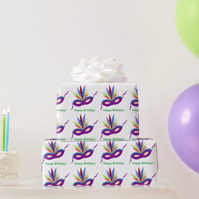 Regalo Papel de envolvimiento de la máscara morada mardi  (Regalos de fiesta)