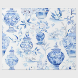 Regalo Papel de envolvimiento de la vara azul Chinoiserie