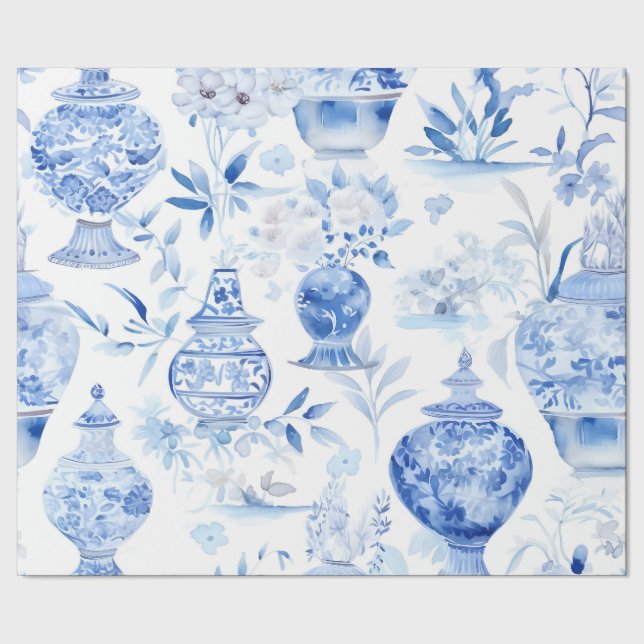 Regalo Papel de envolvimiento de la vara azul Chinoiserie (Costura)