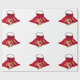 Regalo Papel de envolvimiento de las campanas rojas y dor