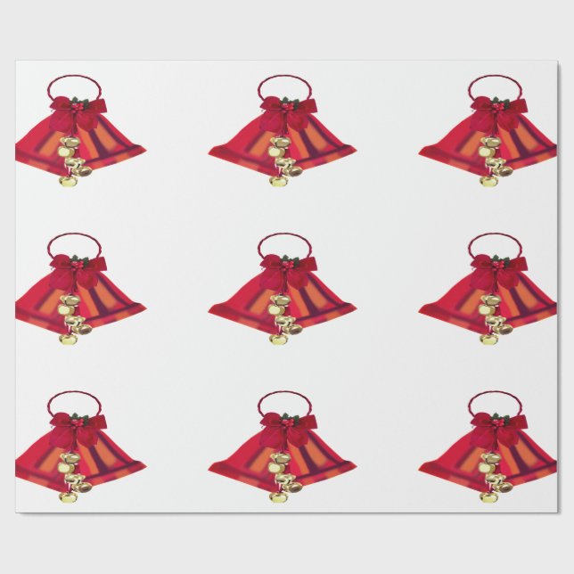 Regalo Papel de envolvimiento de las campanas rojas y dor (Superficie plana)