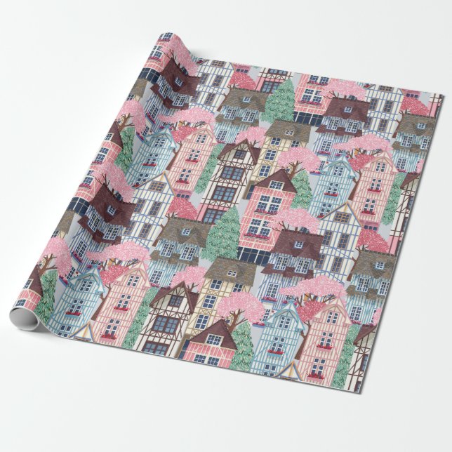 Regalo Papel de envolvimiento de las casas pequeñas (Desenrollado)
