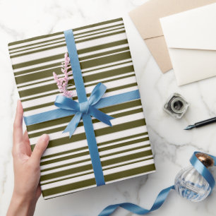 Regalo Papel de envolvimiento de las franjas verde oliva 
