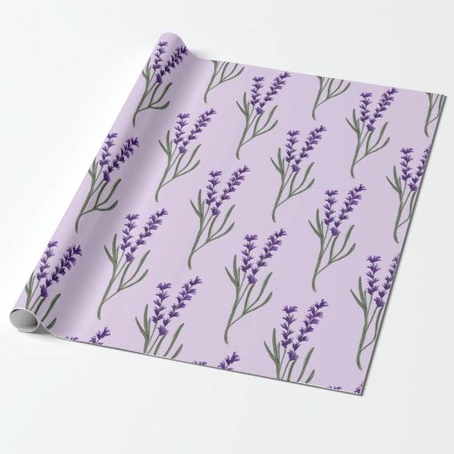 Regalo Papel de envolvimiento de lavanda Patrón púrpura (Desenrollado)