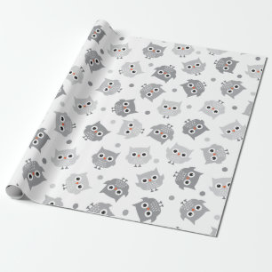 Regalo Papel de envolvimiento de lechuzas grises de barro