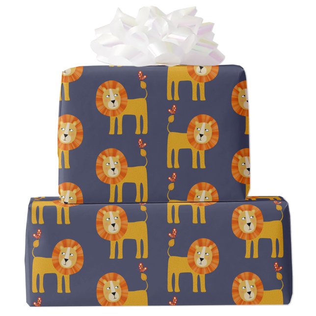 Regalo Papel de envolvimiento de león corto (Cute lion gift wrap paper roll)