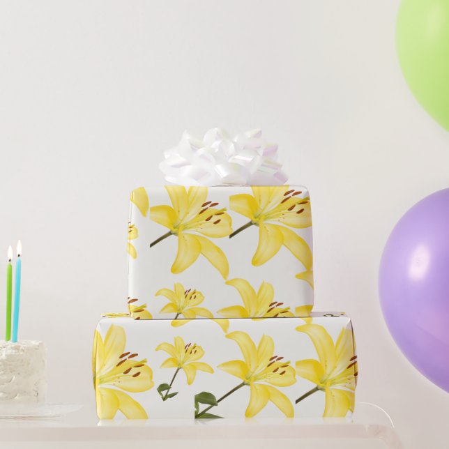 Regalo Papel de envolvimiento de Lily Amarilla Matte (Regalos de fiesta)