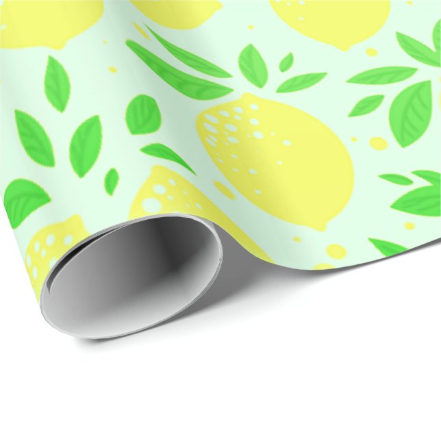 Regalo Papel de envolvimiento de limón amarillo (Esquina del rollo)