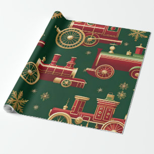 Regalo papel de envolvimiento de locomotoras de vapor par