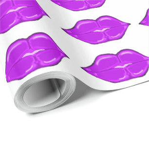 Regalo Papel de envolvimiento de los labios morados