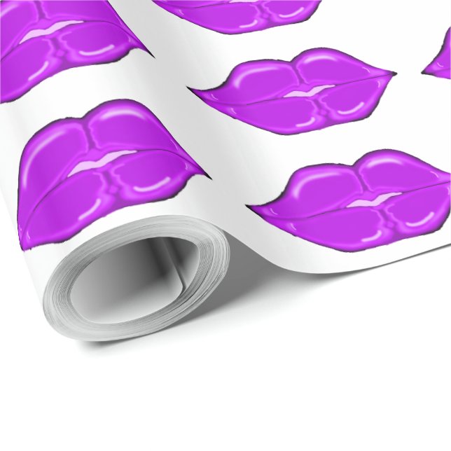 Regalo Papel de envolvimiento de los labios morados (Esquina del rollo)