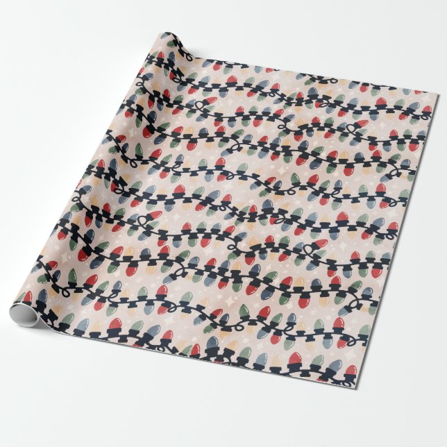 Regalo Papel de envolvimiento de luces de vacaciones (Desenrollado)