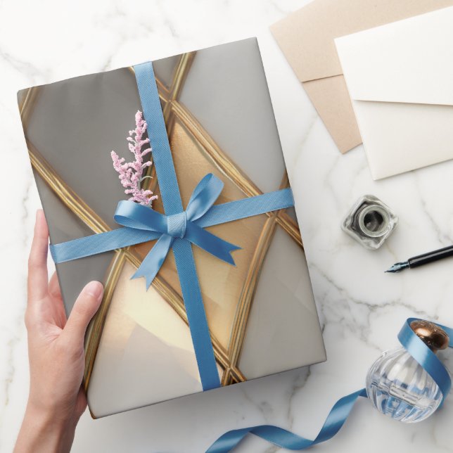 Regalo Papel de envolvimiento de lujo geométrico de oro m (Regalar)