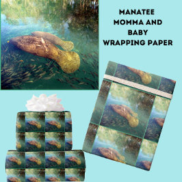 Regalo Papel de envolvimiento de mamá y bebé Manatee