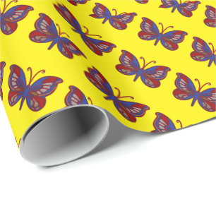 Regalo Papel de envolvimiento de mariposa azul rojo-amari