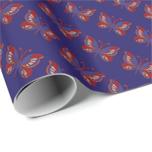 Regalo Papel de envolvimiento de mariposa azul rojo-azul