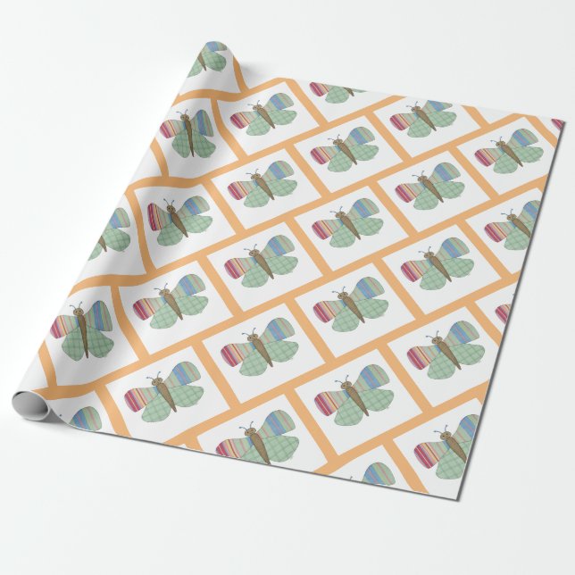 Regalo Papel de envolvimiento de mariposa de menta (Desenrollado)