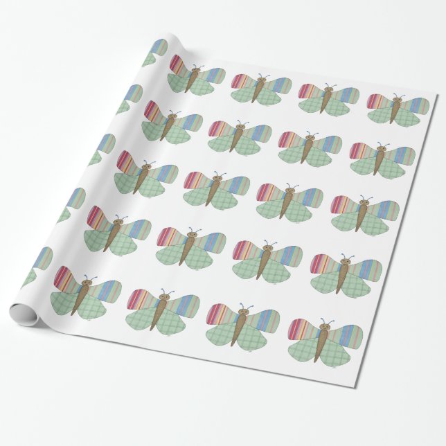 Regalo Papel de envolvimiento de mariposa de menta (Desenrollado)