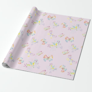 Regalo Papel de envolvimiento de mariposa en rosa