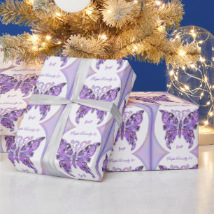 Regalo Papel de envolvimiento de mariposa morada 31