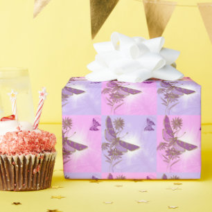Regalo Papel de envolvimiento de mariposa rosa morada