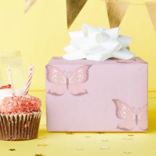 Regalo Papel de envolvimiento de mariposa rosa personaliz