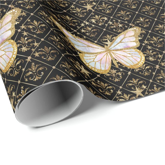 Regalo Papel de envolvimiento de mariposa y estrellas de  (Esquina del rollo)