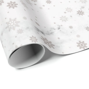 Regalo Papel de envolvimiento de mármol plateado con copo