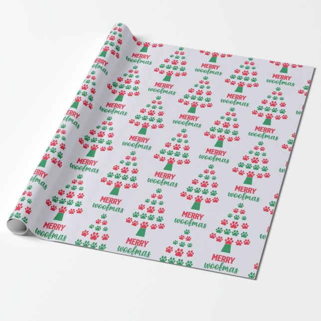 Regalo Papel de envolvimiento de Merry Woofmas (Desenrollado)