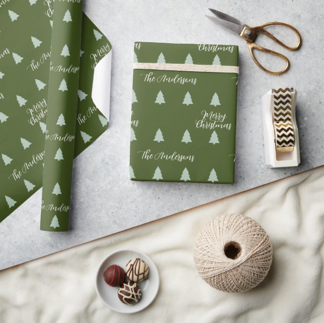 Regalo Papel de envolvimiento de monograma simple en árbo (Artesanía)