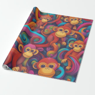 Regalo Papel de envolvimiento de monos 3D Vivid - Vibrant