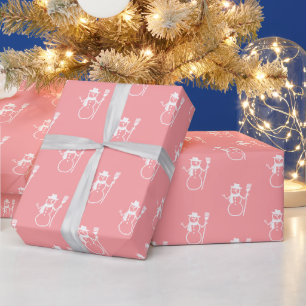 Regalo Papel de envolvimiento de muñeca de nieve rosa