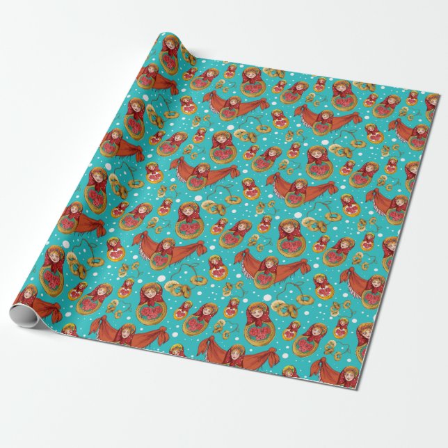 Regalo Papel de envolvimiento de muñecas de nidificación (Desenrollado)