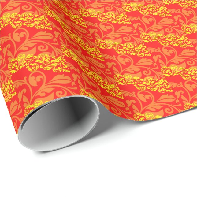 Regalo Papel de envolvimiento de naranjas y leones (Esquina del rollo)