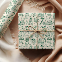 Papel de envolvimiento de Navidades de fideos verd