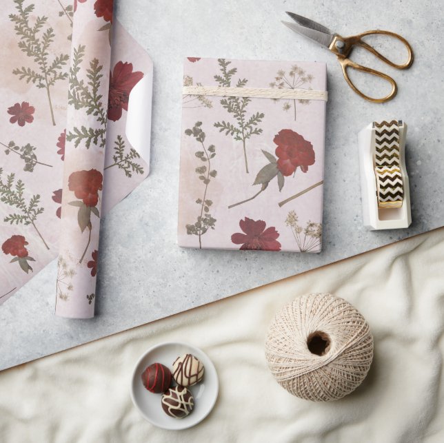 Regalo Papel de envolvimiento de Navidades de flores apre (Artesanía)