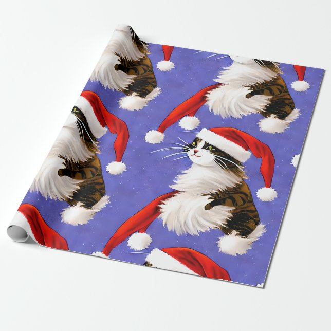 Regalo Papel de envolvimiento de Navidades de Santa Cat (Desenrollado)