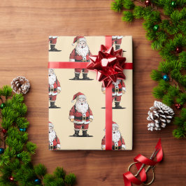 Regalo Papel de envolvimiento de Navidades de Santa Retro