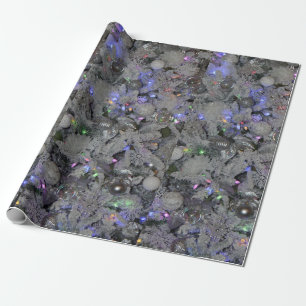 Regalo Papel de envolvimiento de Navidades plateados y bl
