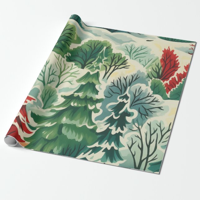 Regalo Papel de envolvimiento de Navidades retro de los a (Desenrollado)