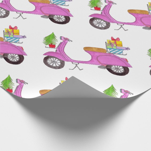 Regalo Papel de envolvimiento de Navidades retro dibujado (Esquina)