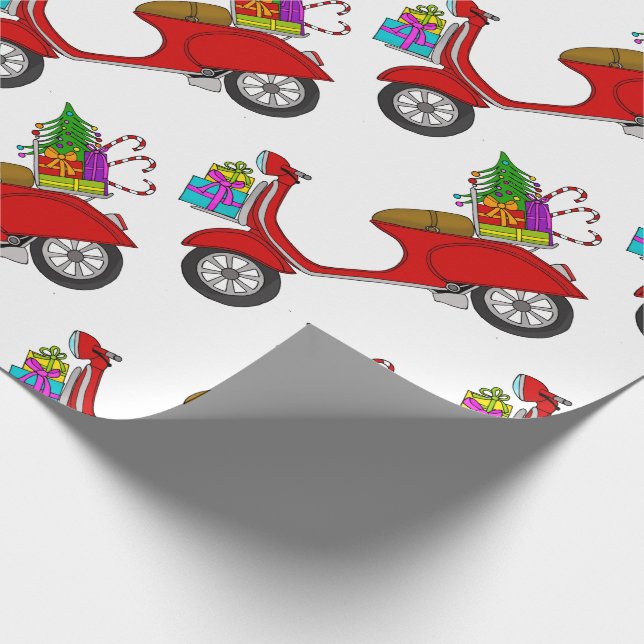 Regalo Papel de envolvimiento de Navidades retro dibujado (Esquina)