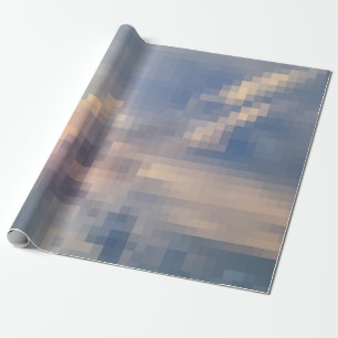 Regalo Papel de envolvimiento de nube rosa y azul pixelad
