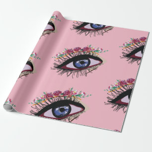 Regalo Papel de envolvimiento de ojos azules y flores