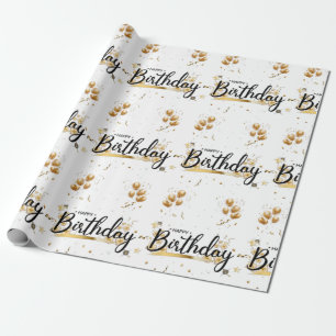 Regalo Papel de envolvimiento de oro feliz cumpleaños