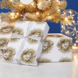 Regalo Papel de envolvimiento de oro Wreath Merry Christm